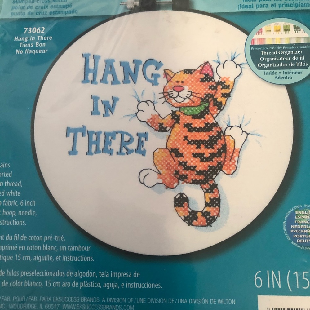 “Hang in there” Cross stitch kit.